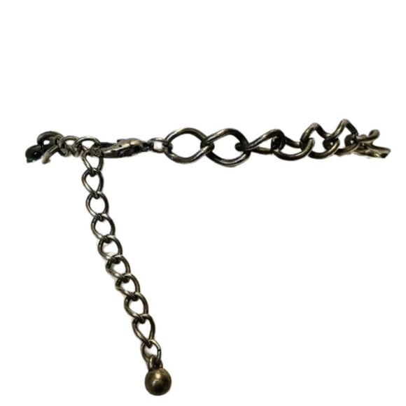 Silver Tone Circle Statement Necklace 26" Gunmetal Chain Link Boho Heavy - Picture 10 of 10